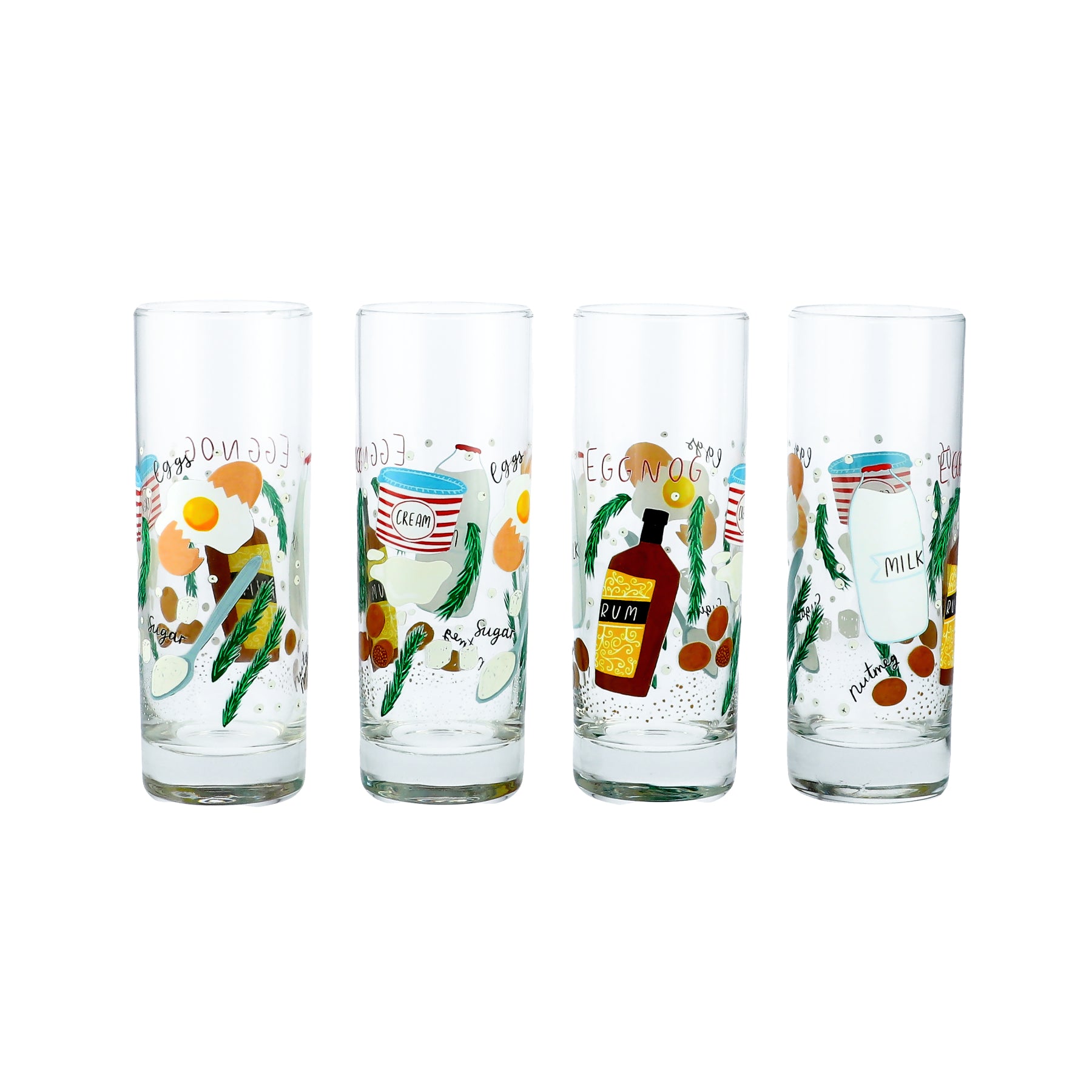 Eggnog Drinking Glasses with Eggnog Jug – Exclusive Gift & Event